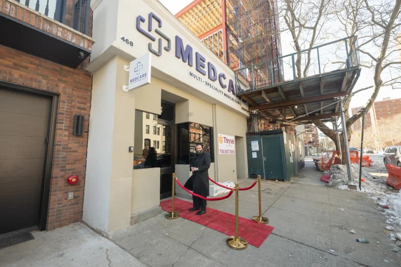 The MedCare entrance prepared for the Thryve Williamsburg opening.
