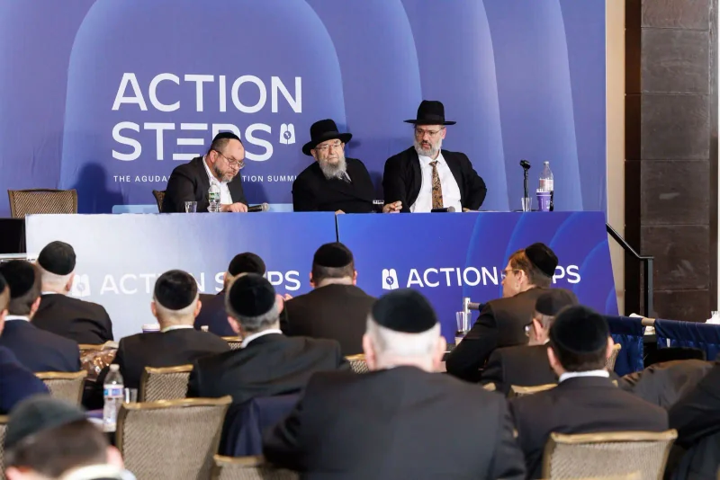 A rabbinic panel at the Action Steps program