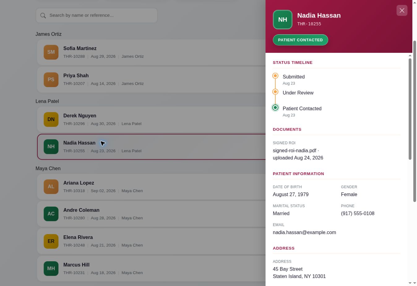 A Partner Portal referral detail and status timeline