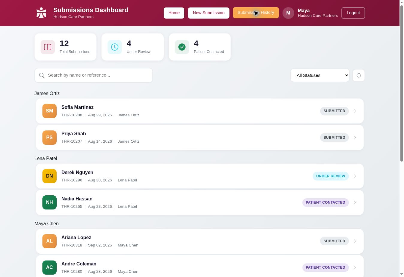 Partner Portal referral history