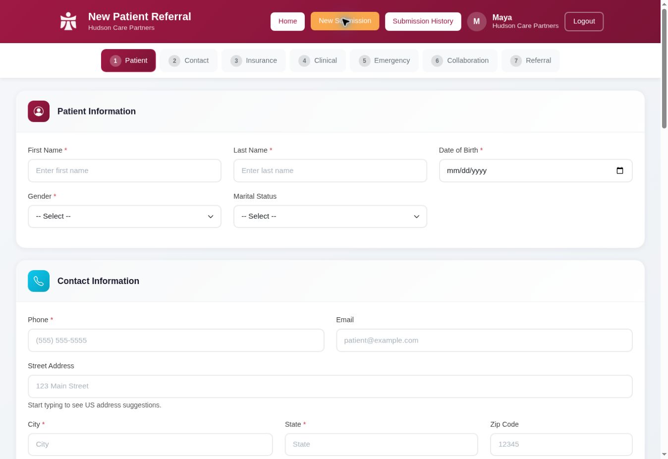 A guided Partner Portal referral form